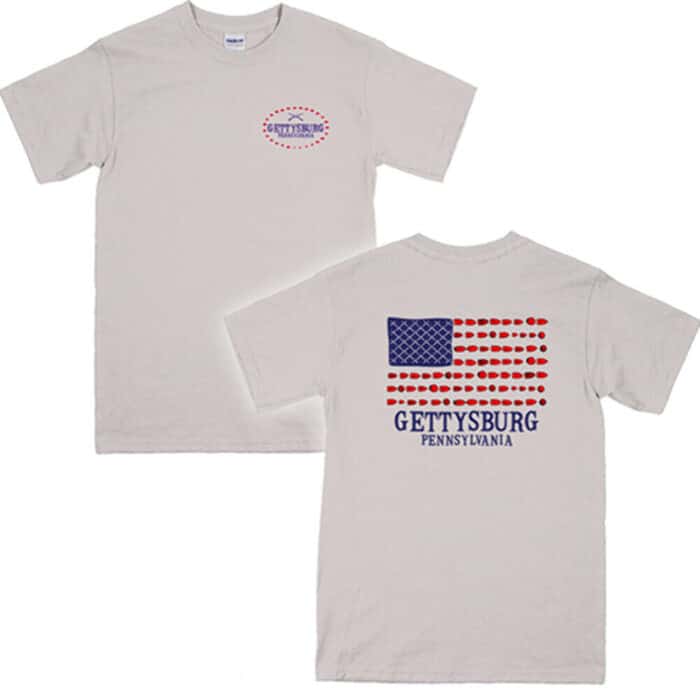 Gettysburg Bullet American Flag T-Shirt tan